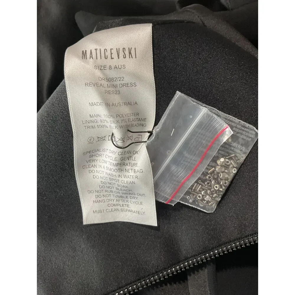 Maticevski Embellished Black Reveal Mini Dress Size Uk 8 / US 4 - Picture 5 of 7